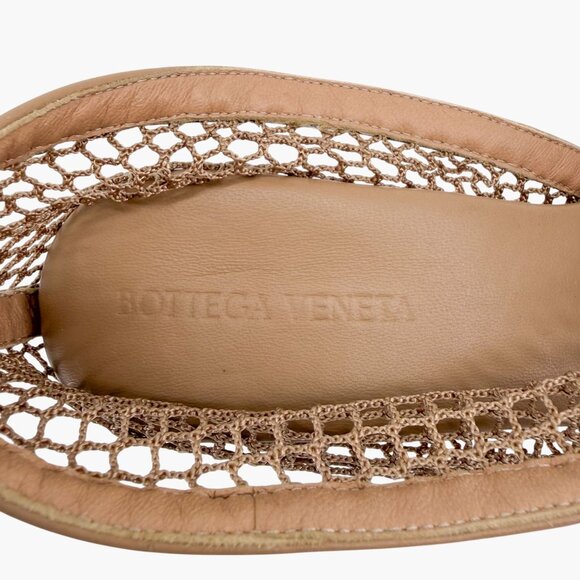 Bottega Veneta Trim Mesh Chain Fishnet Heel Sandals Beige Leather Size 39 US 9 - Picture 12 of 13